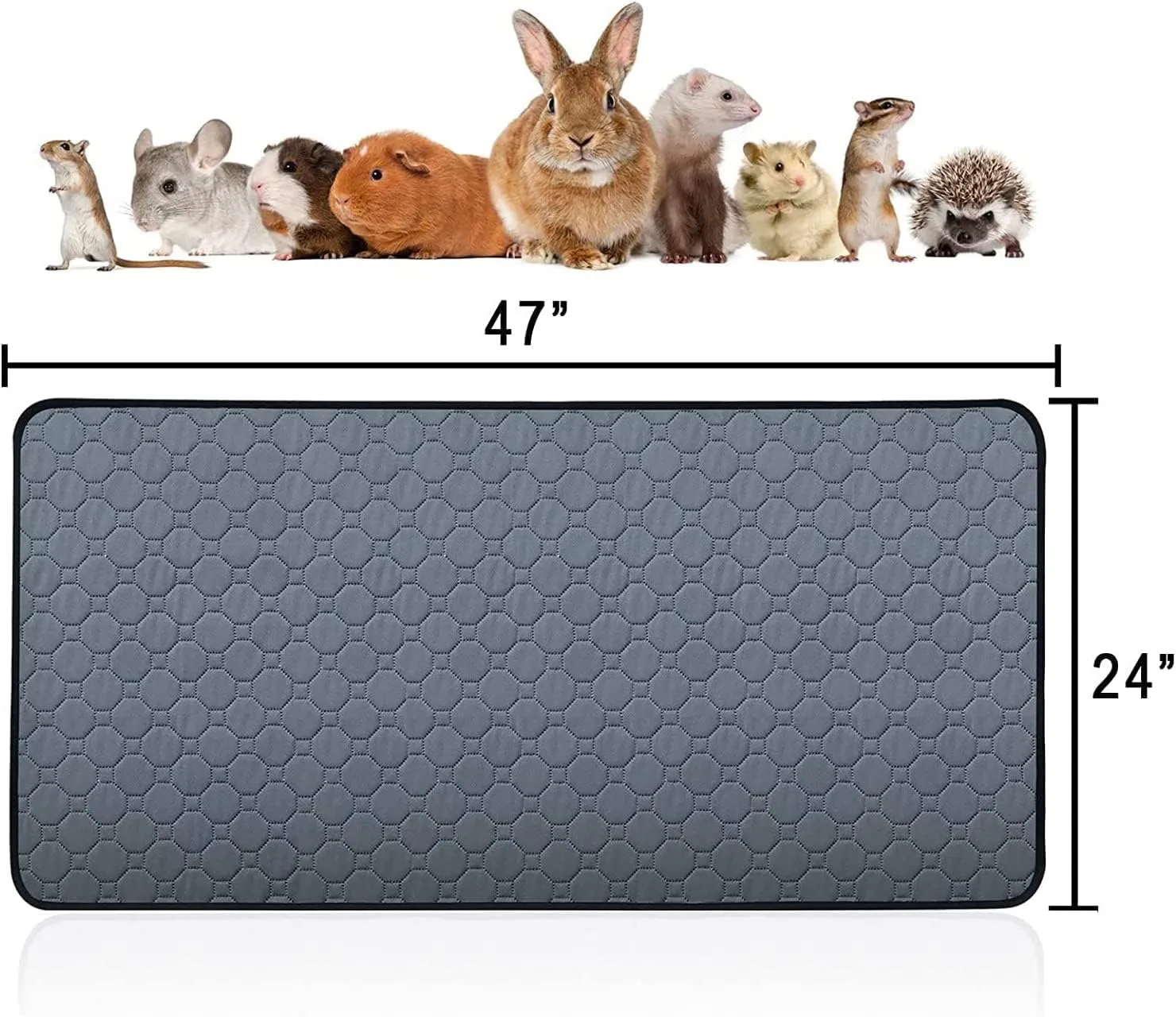 2 pcs Guinea Pig Cage Liners - Washable Guinea Pig Pee Pads, Waterproof Reusable & Anti Slip Guinea Pig Bedding Fast and Super Absorbent Pee Pad for Small Animals Rabbit Hamster Rat