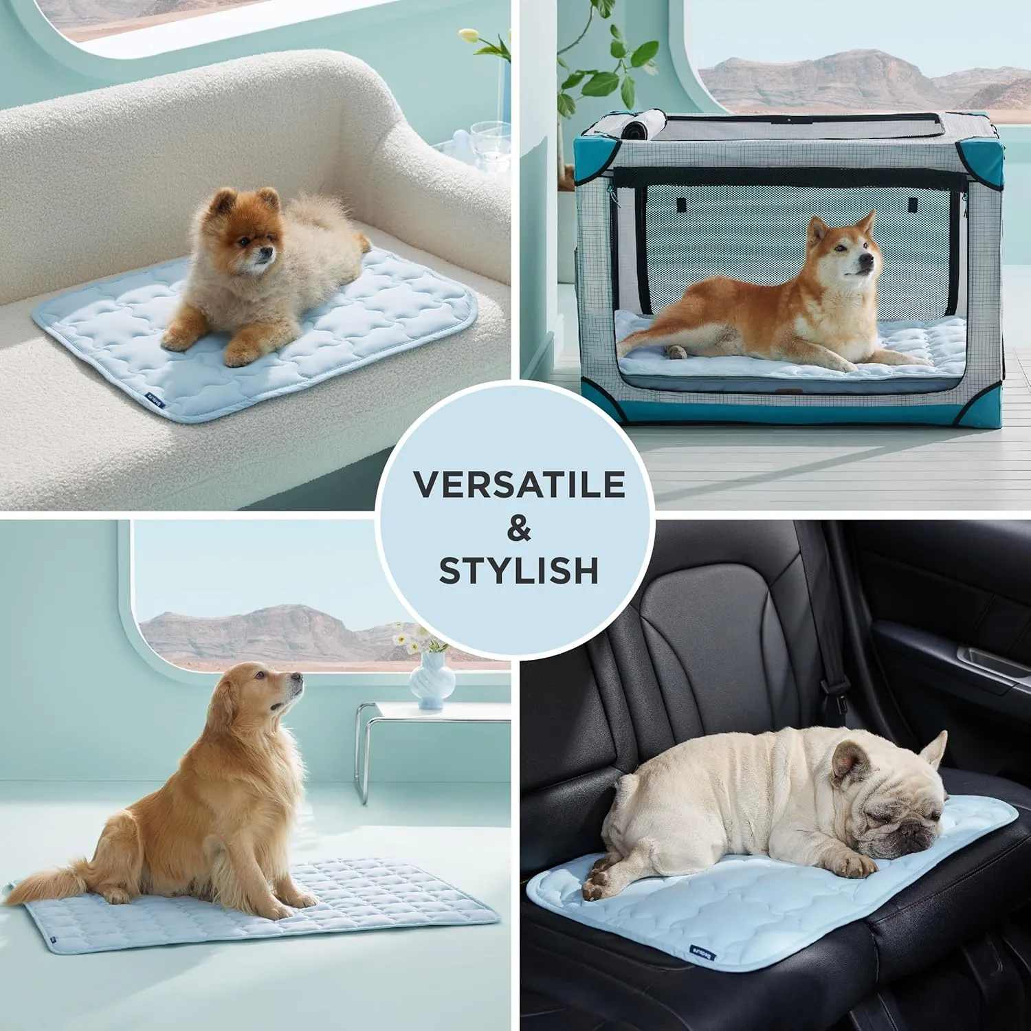 Bedsure Cooling Mat for Small Dogs  24x18 Thin Washable Cooling Pet Pad for Cat, QMAX>0.5, Portable Kennel Puppy Bed for Summer, Non-Slip Summer Crate Pad for Dog Up to 15 lbs