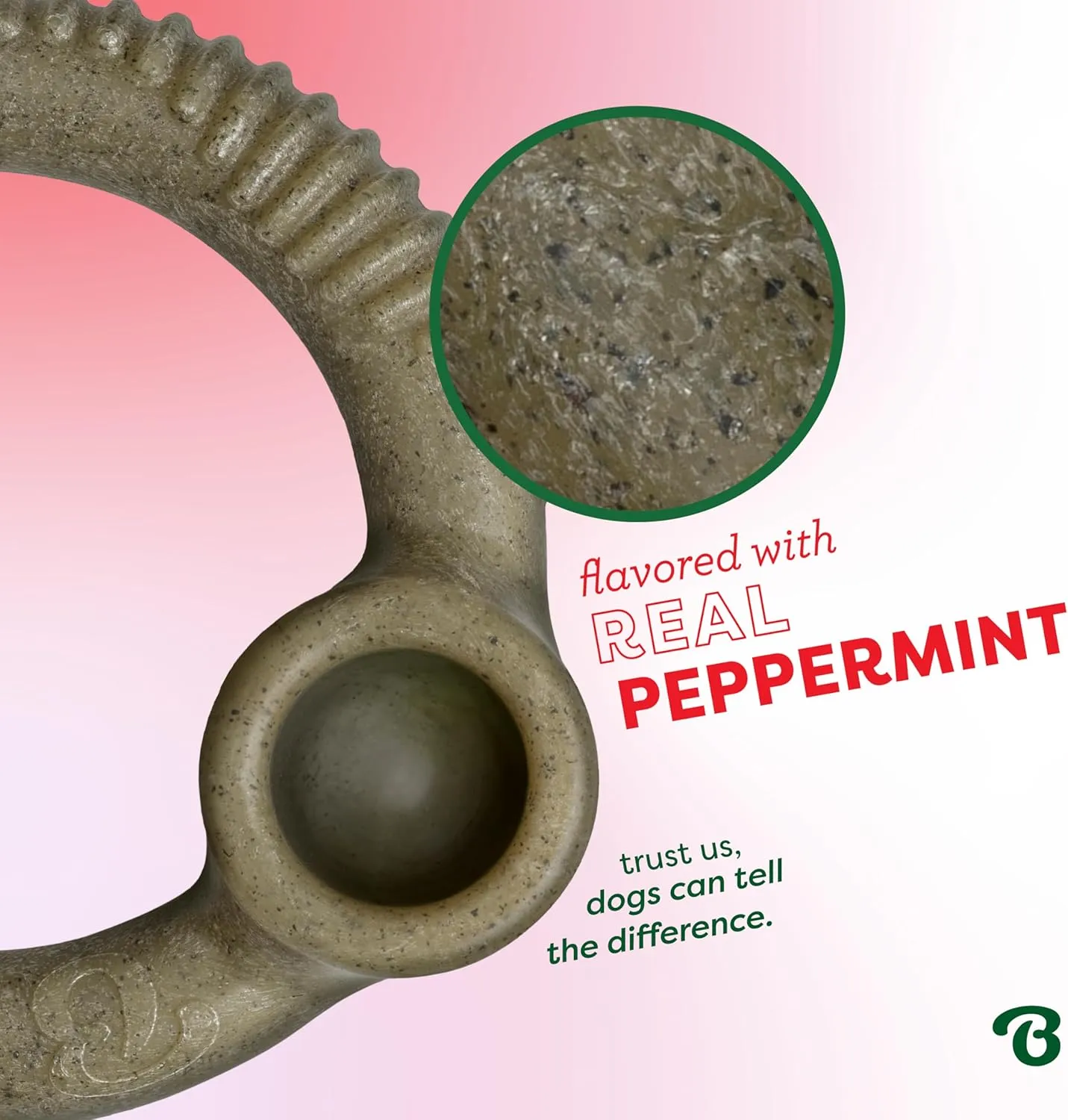Benebone Peppermint Ring  Limited Edition Holiday Flavor, Durable Chew Toy for Aggressive Chewers, Made in USA, Medium