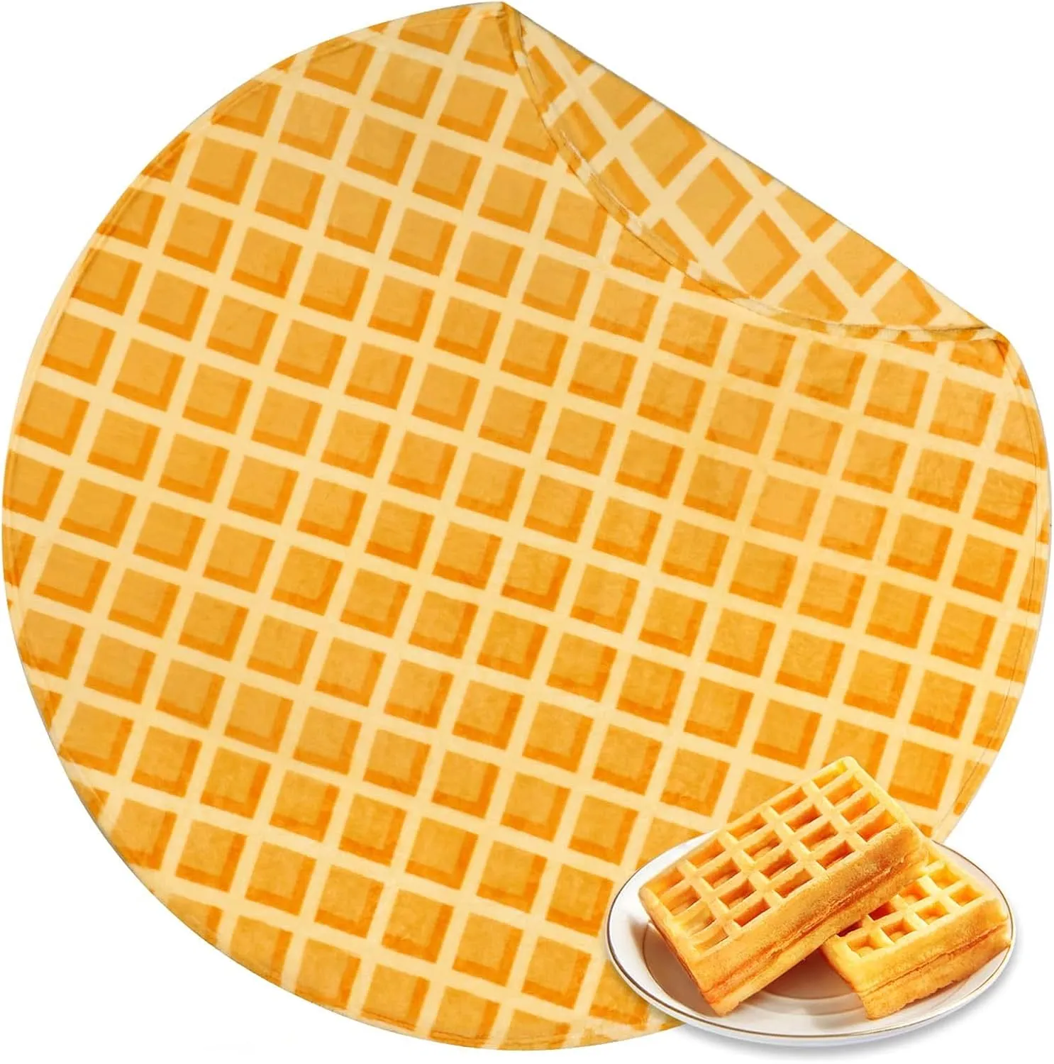 Bnuitland Waffle Funny Blanket, 300 GSM Double Sided Giant Novelty Realistic Food Blanket with Pouch for Adults and Kids, Super Soft Flannel Throw