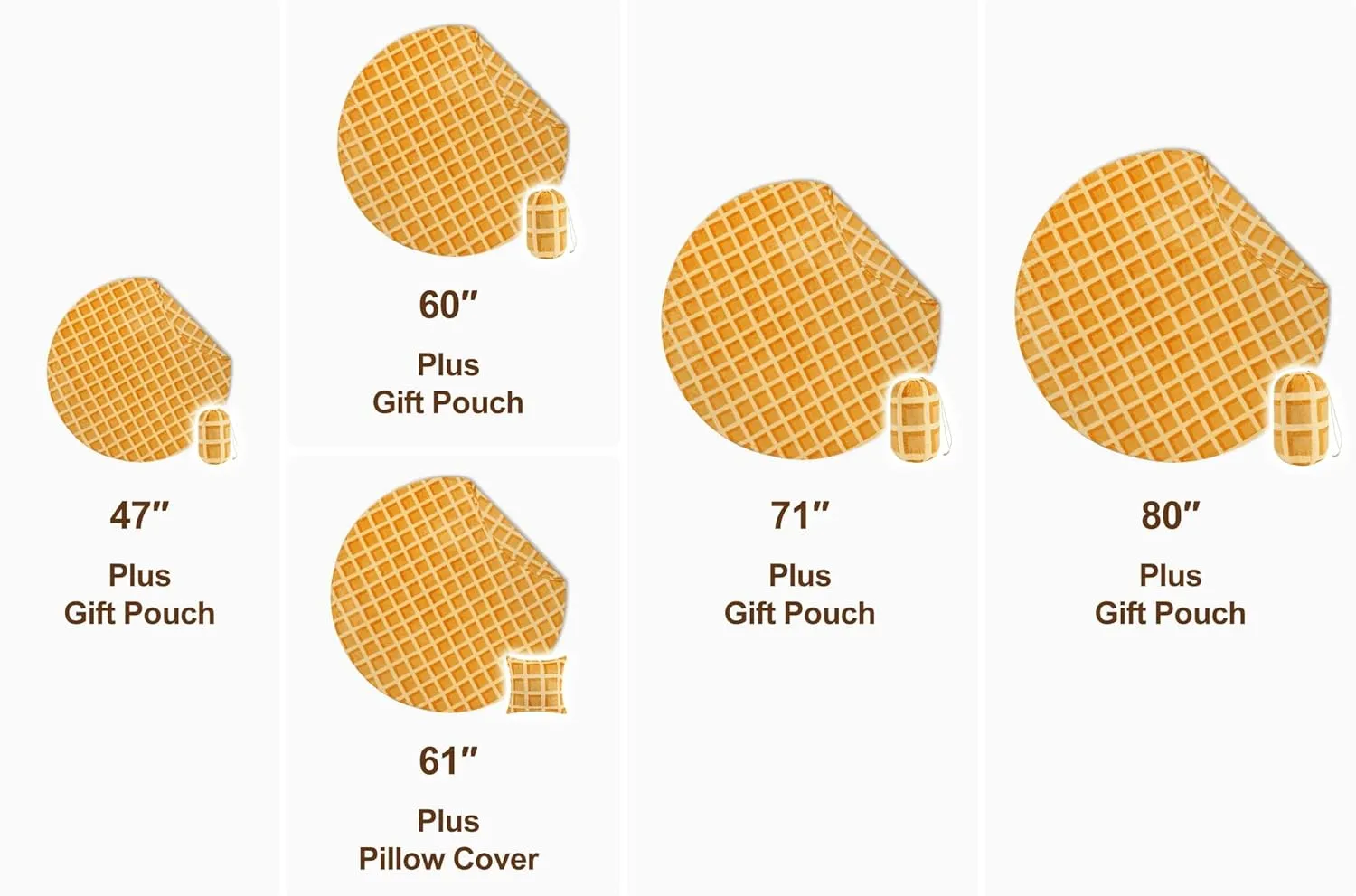 Bnuitland Waffle Funny Blanket, 300 GSM Double Sided Giant Novelty Realistic Food Blanket with Pouch for Adults and Kids, Super Soft Flannel Throw