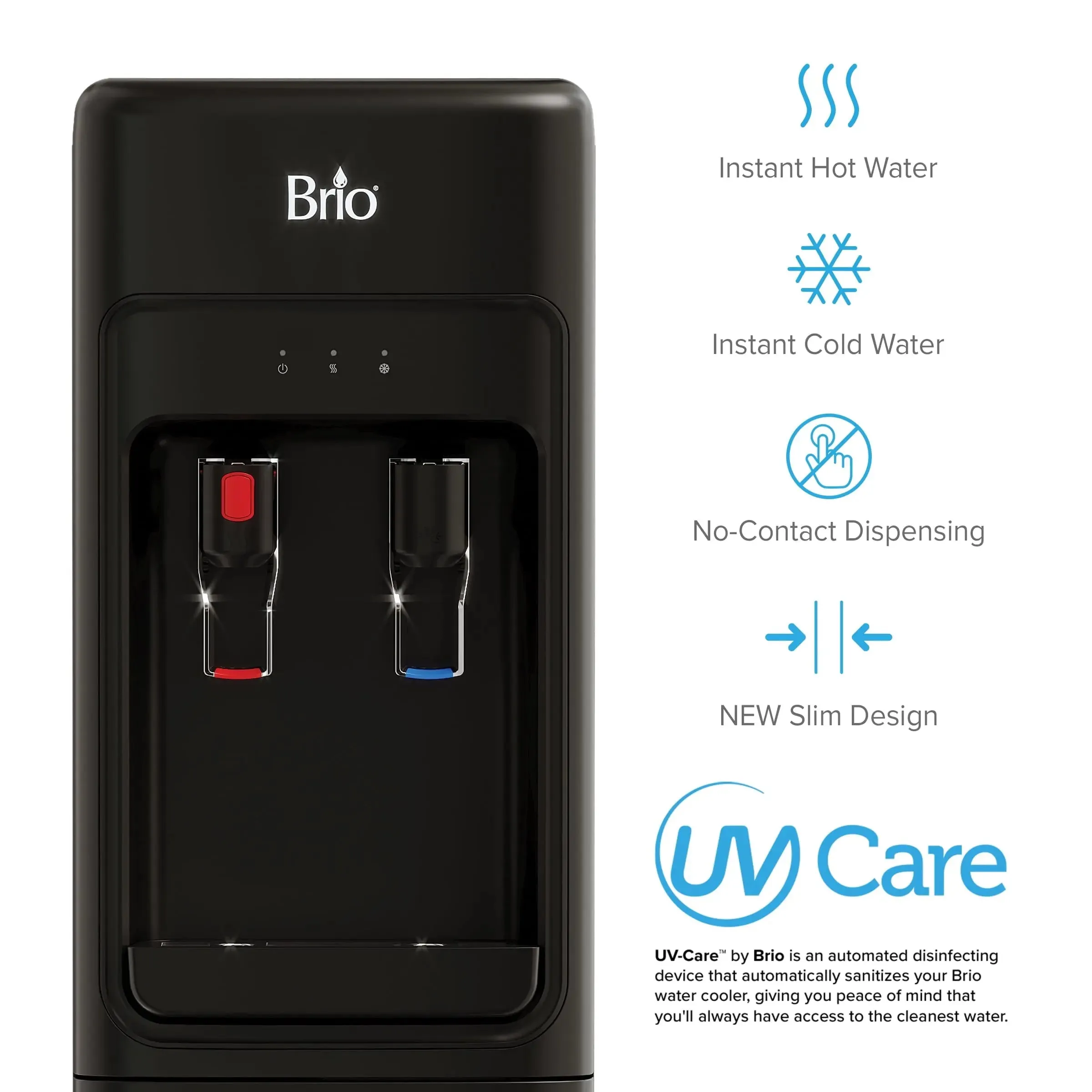 Brio Bottleless 2-Stage Filtration Water Dispenser, Tri-Temp, Connects to Your Water Line, Height 42"