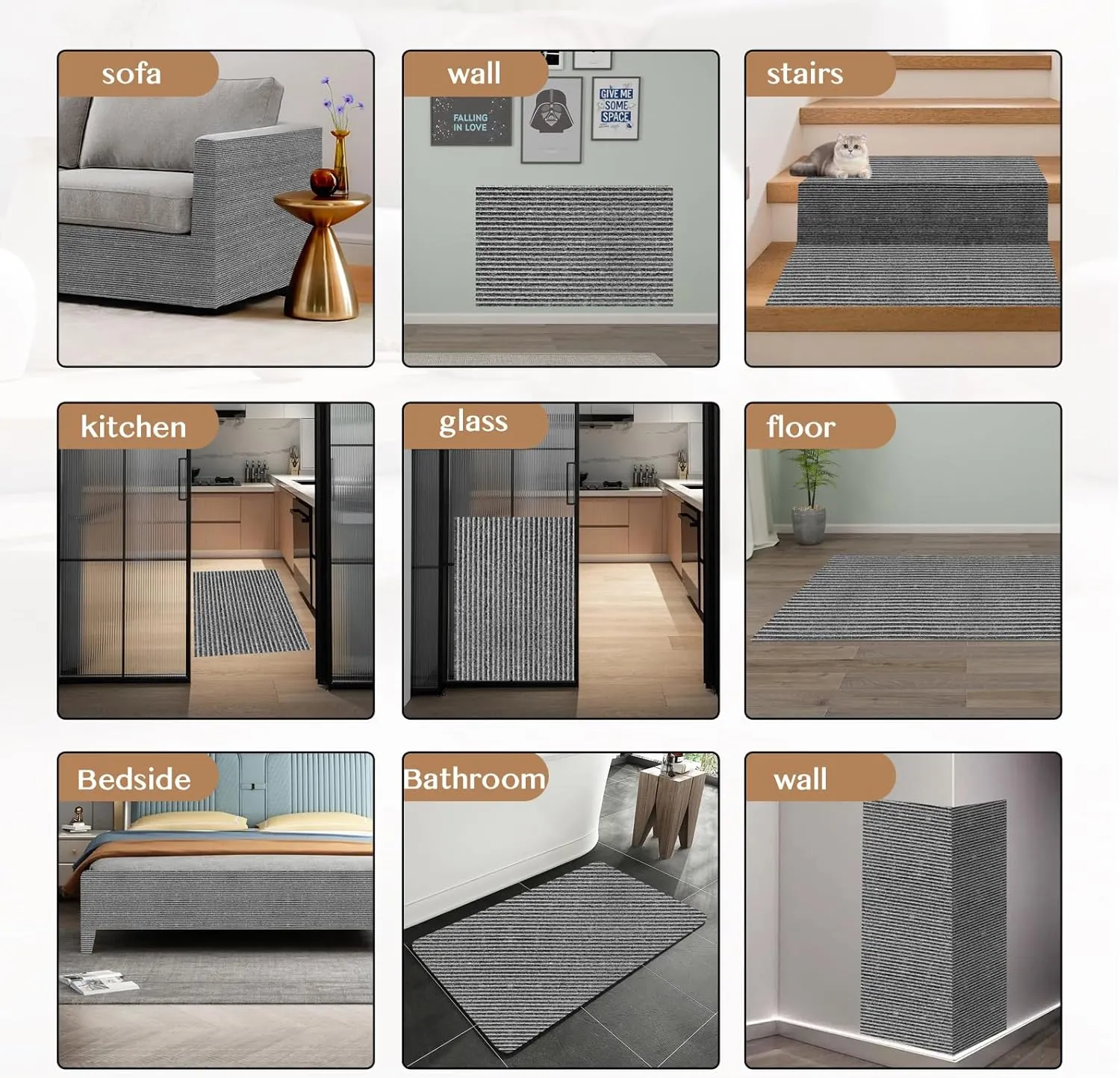 Cat Scratch Couch Furniture Protector, Adhesive Cat Scratch Pad Deterrent for Furniture, DIY Climbing Cat Scratcher Couch Protector from Cat Claws Scratching Mat for Indoor Cats (Brown,39.3x15.8In)