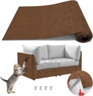 Cat Scratch Couch Furniture Protector, Adhesive Cat Scratch Pad Deterrent for Furniture, DIY Climbing Cat Scratcher Couch Protector from Cat Claws Scratching Mat for Indoor Cats (Brown,39.3x15.8In)