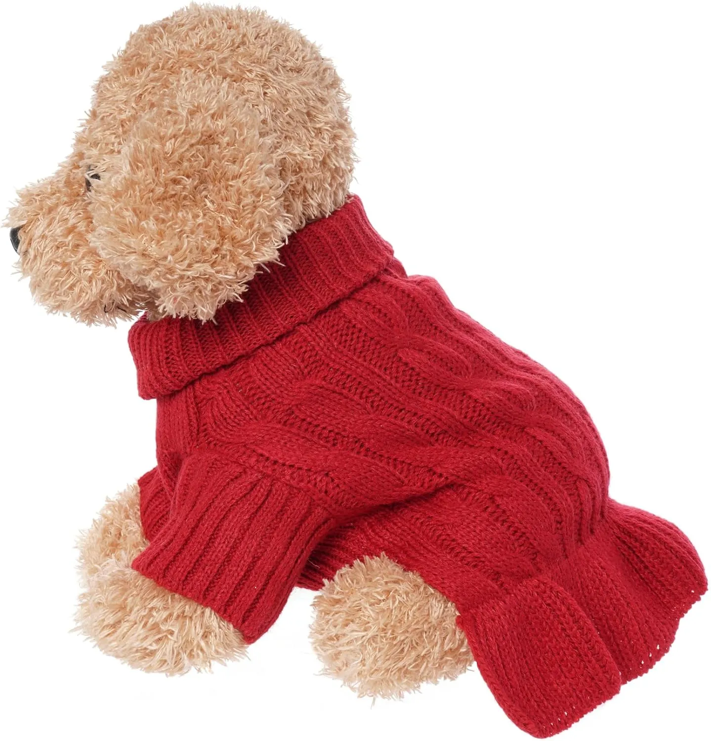choyaxo Small Dog Sweater Pet Christmas Sweater Dress for Dogs Cat Pet for Winter Christmas Holiday Breathable Ruffle Hem Design (Red, Medium)