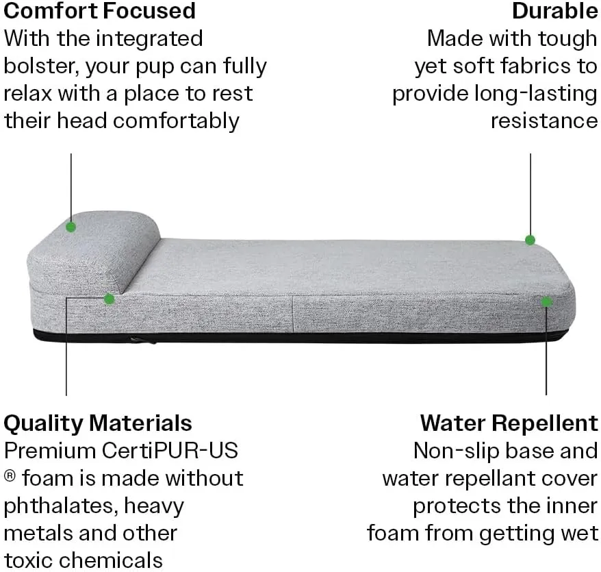 Diggs Bolstr Orthopedic Dog Bed with Headrest - Dog Crate Bed for Evolv Crate & Other Standard Pet Kennels - Durable & Comfortable - (Small)