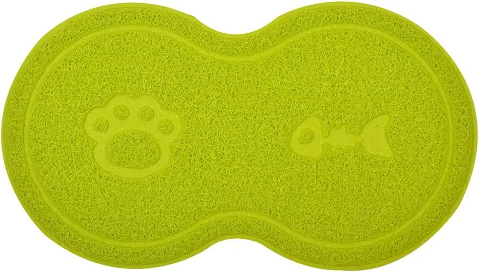DM 8-Shaped Small Cat Litter Box Debris Catcher Mat, 18x10 Inches (Green)