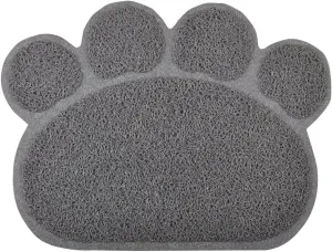 DM Paw-Shaped Cat Litter Box Debris Catcher Mat, 15.75x11.75 Inches (Gray)