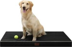 Dog Bed Mats for Big Dogs - Orthopedic Dog Pet Bed Thick Egg Foam Crate, Removable Washable Cover, Non-Slip Bottom Durable Dog Crate Bed Mat (Black, XL(42''x30''x4''))