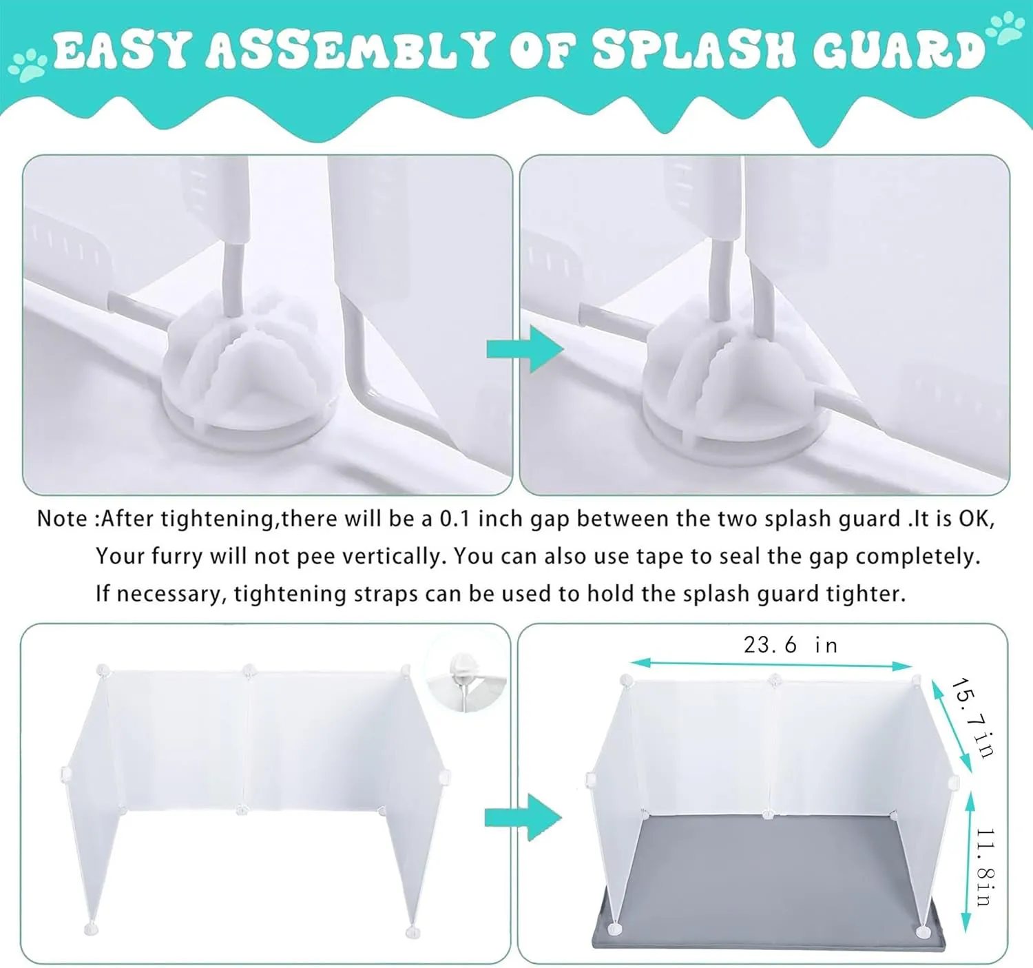 Dog Litter Box with High Walls,Indoor Dog Potty for Small to Medium Dogs Like Corgie French Bulldog,etc.No Spill Silicone Pee Pad Holder Tray for Dogs Work with Most Training Pads and Easy to Clean.