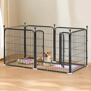 Dog Playpen, 6 Panels Indoor Doggy Fence Exercise Pen Portable Puppy Kennel Heavy Duty Metal Enclosure Outdoor Corral Crate Cage for Small Medium Dogs Rabbits Cats (Large)