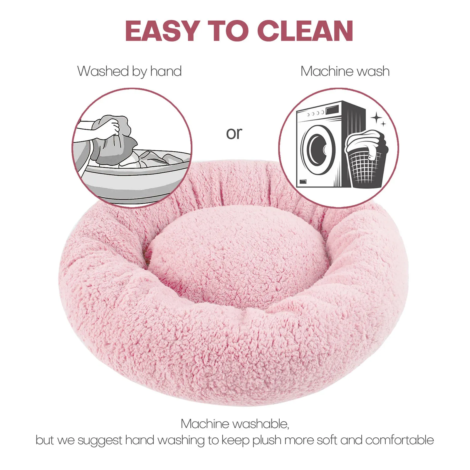 Donut Pet Bed Dish Cuddler Dog Cat Sleeping Cushion