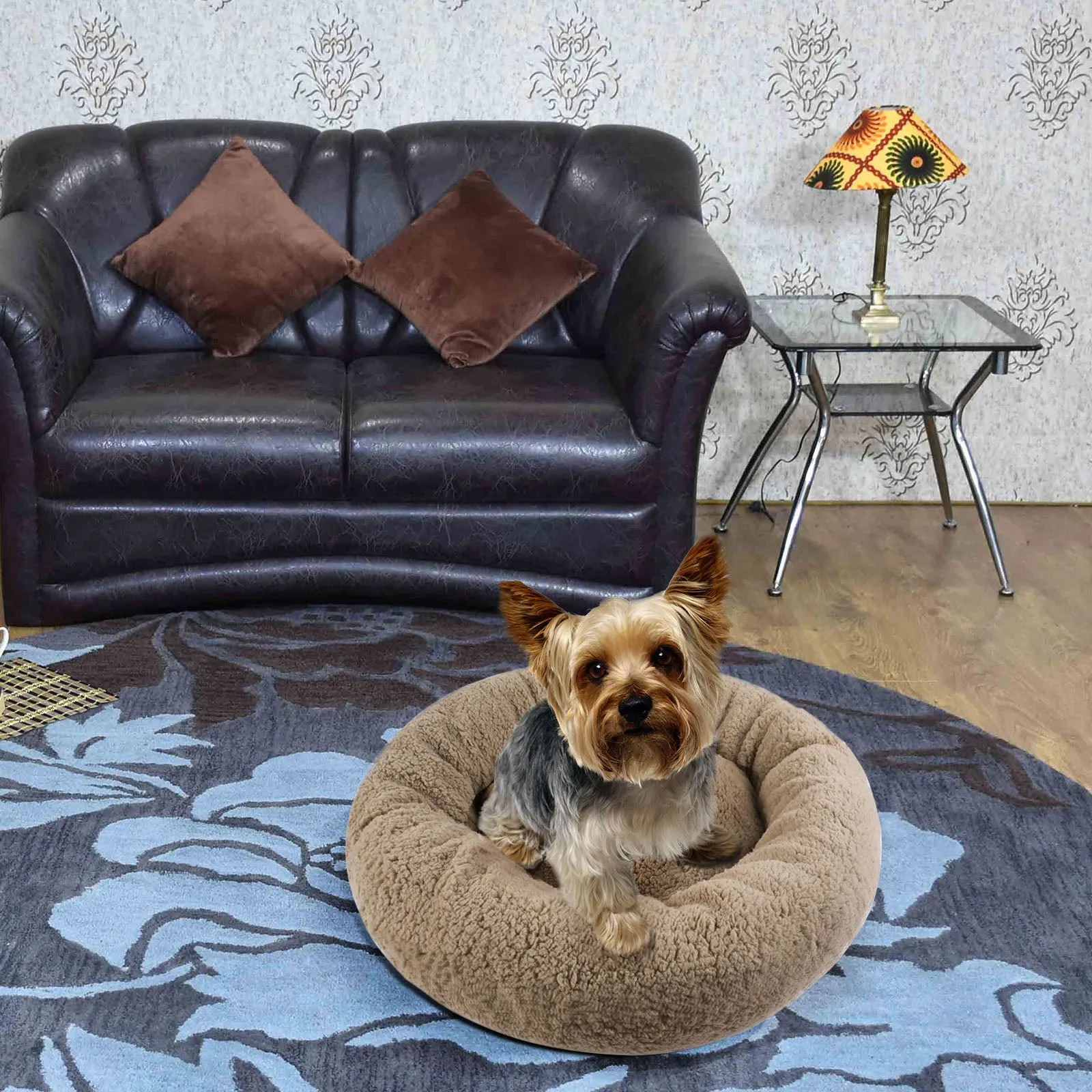 Donut Pet Bed Dish Cuddler Dog Cat Sleeping Cushion