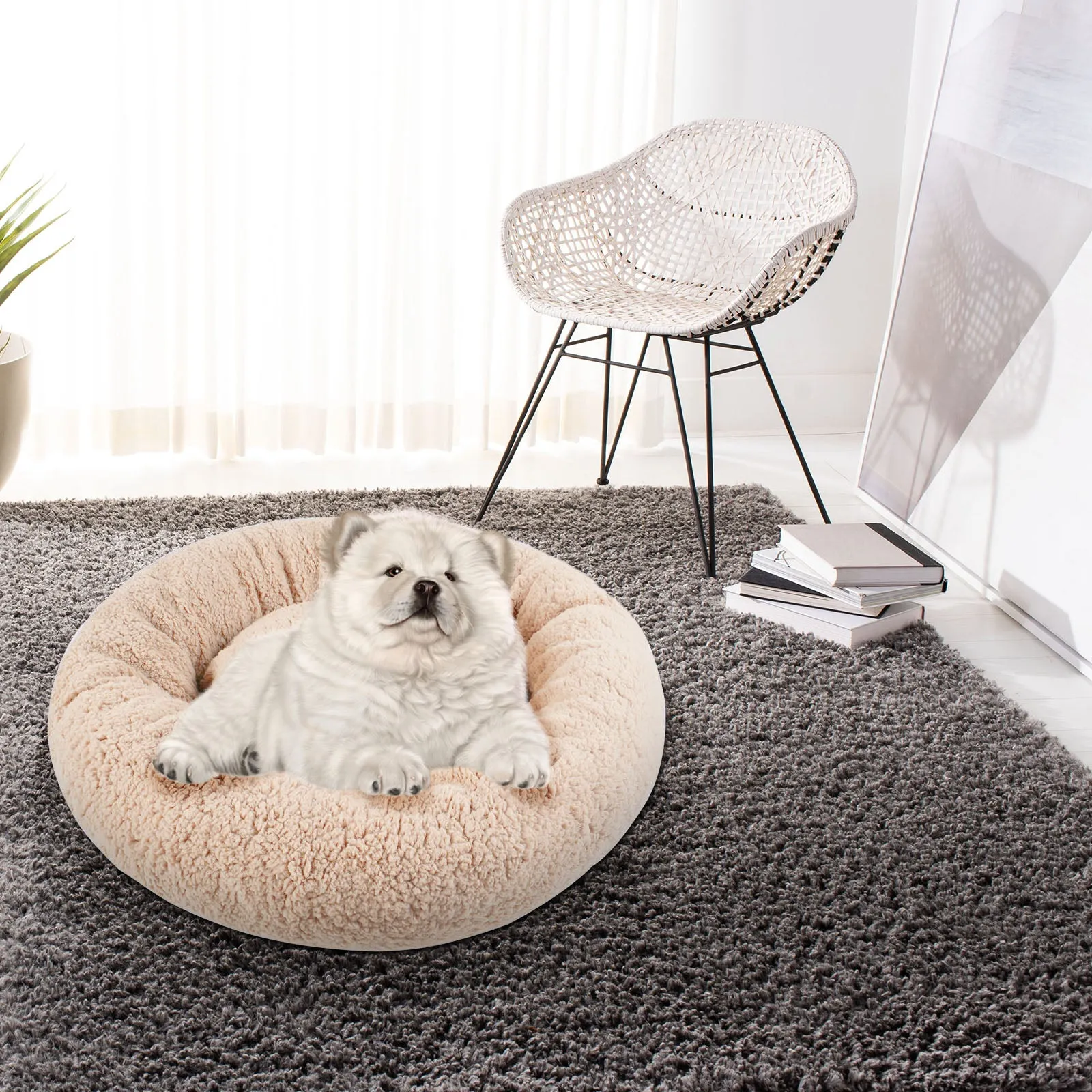Donut Pet Bed Dish Cuddler Dog Cat Sleeping Cushion