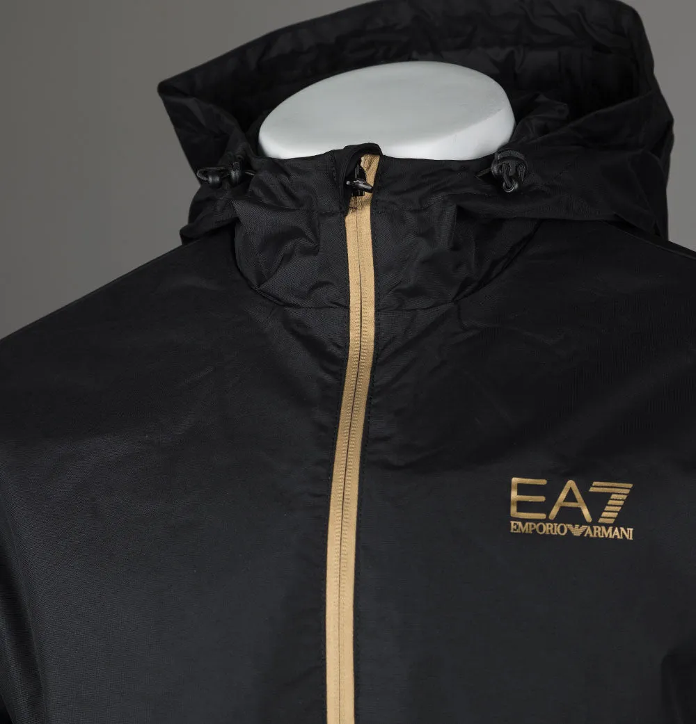 EA7 Logo Series Taping Hooded Bomber Jacket Black/Gold