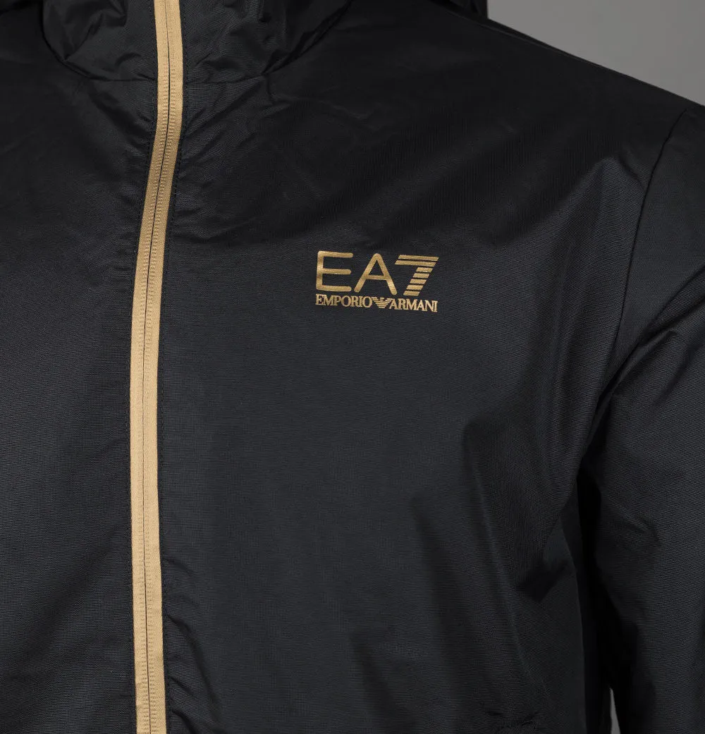 EA7 Logo Series Taping Hooded Bomber Jacket Black/Gold