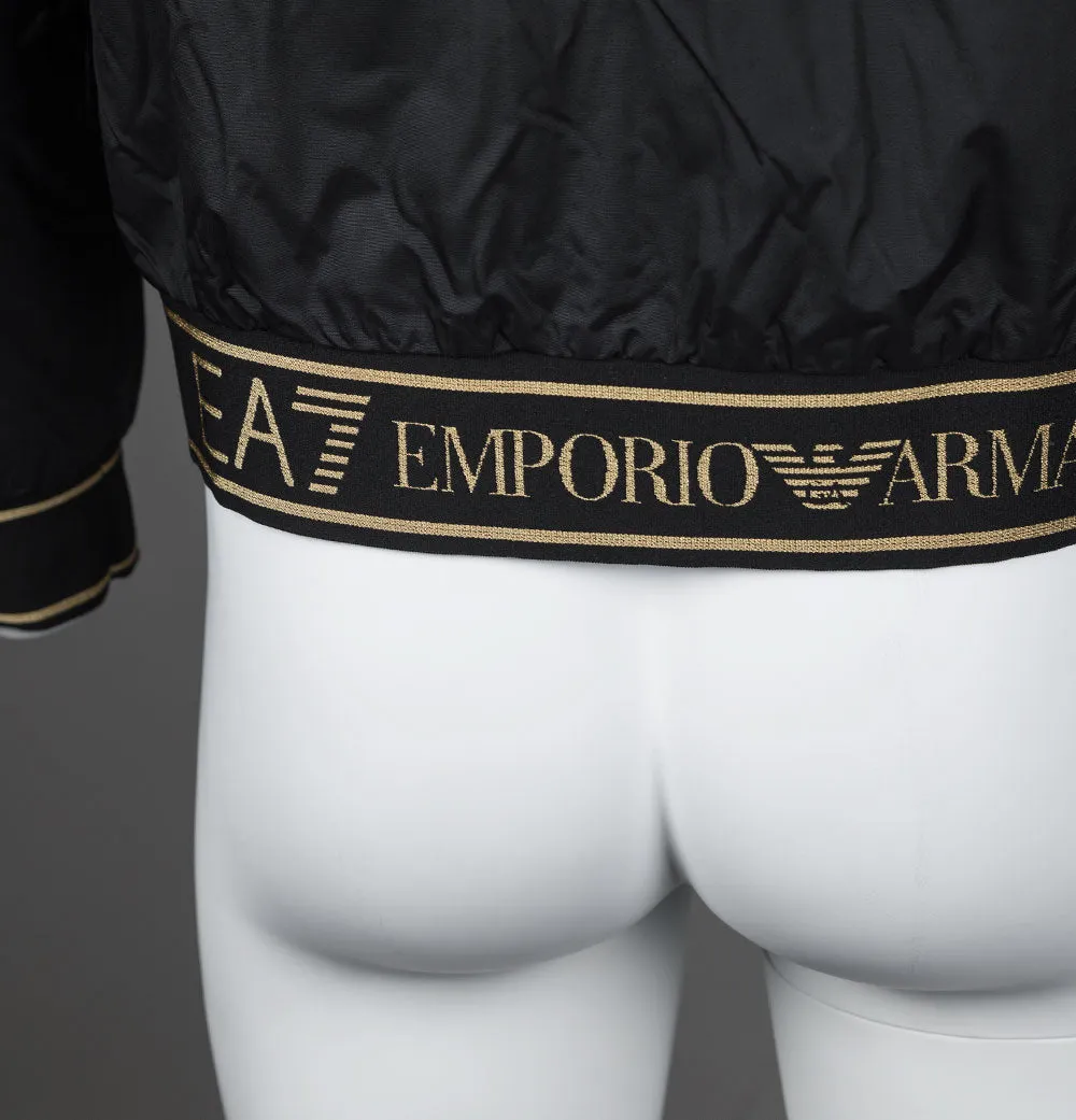 EA7 Logo Series Taping Hooded Bomber Jacket Black/Gold