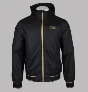 EA7 Logo Series Taping Hooded Bomber Jacket Black/Gold