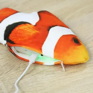 Electric Floppy Fish Dog Cat Toy USB Charged Moving Cat Kicker Fish Toy Moving Tail With Catnip Realistic Flopping Fish Pet Toy Plush Interactive Wiggle Fish Toy for Cats Small Dogs, Machine-Washable