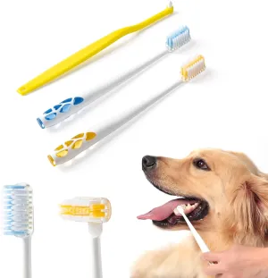 E.M&S.T by Emmeliestella Dog Toothbrush for Large Dogs, Pet Dental Care, Reduce Pets Teeth Plaque, Oral Hygiene, Deep Clean, Soft Bristles, 360 Rotating Brush Head, Removing Bad Breath Tartar, 3PCS