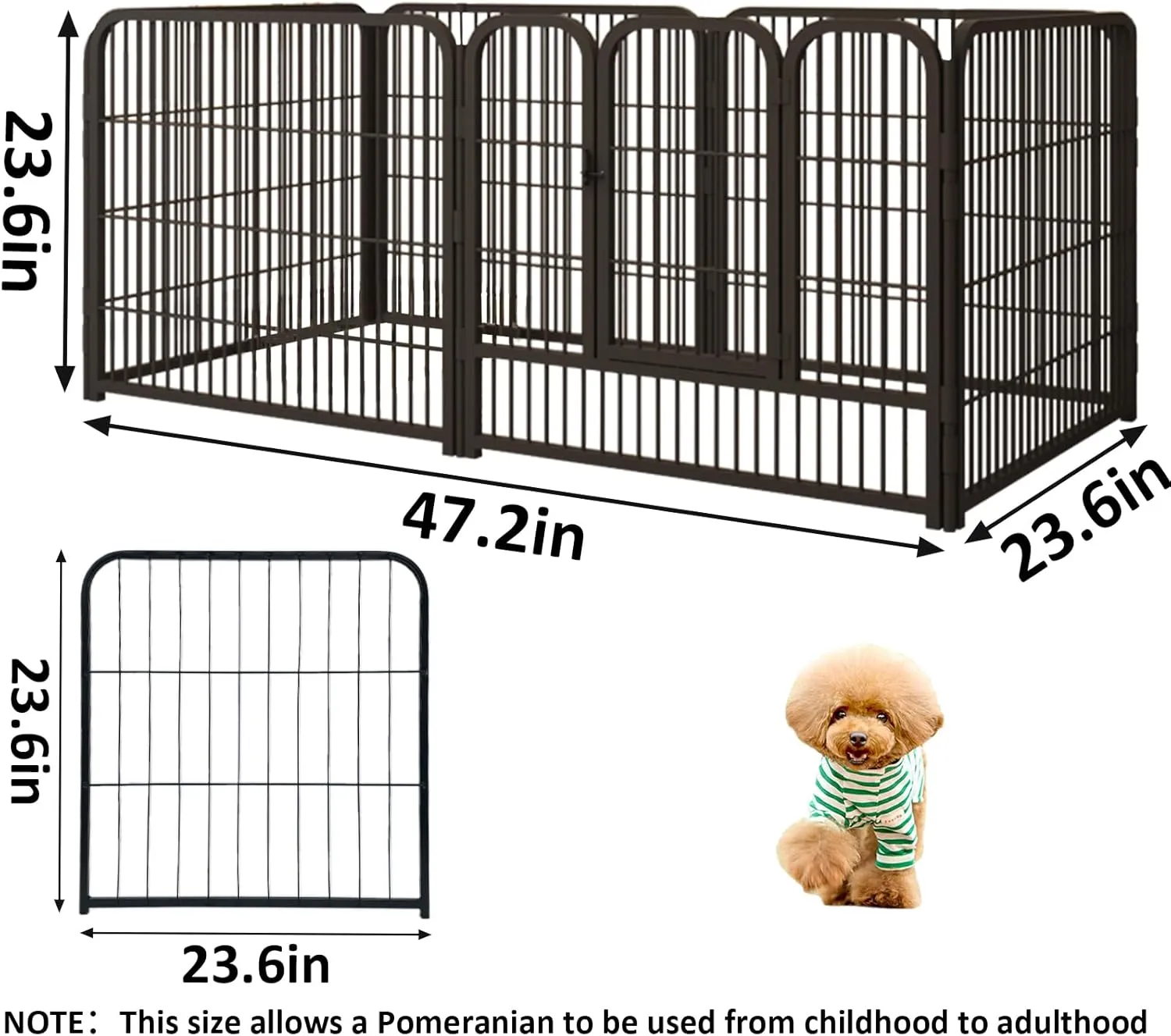 Fhiny Dog Playpen, 6 Panels Indoor Doggy Fence Exercise Pen Portable Puppy Kennel Heavy Duty Metal Enclosure Outdoor Corral Crate Cage for Small Medium Dogs Rabbits Cats