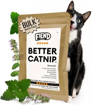 Fiend Catnip Safety-Cut 100% Pure Potent Fine Cat Nip for Cats & Kittens  Bulk Refill Rescue Pack 1 Cup (38g)  Ultra Potent, North American  Go Ahead, Create a Monster!