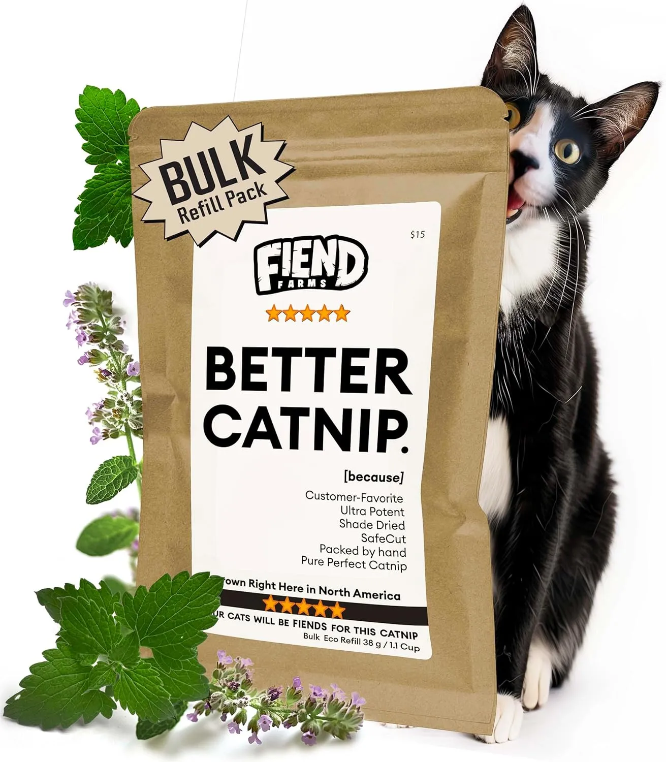 Fiend Catnip Safety-Cut 100% Pure Potent Fine Cat Nip for Cats & Kittens  Bulk Refill Rescue Pack 1 Cup (38g)  Ultra Potent, North American  Go Ahead, Create a Monster!