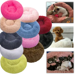 Fluffy Plush Donut Pet Bed