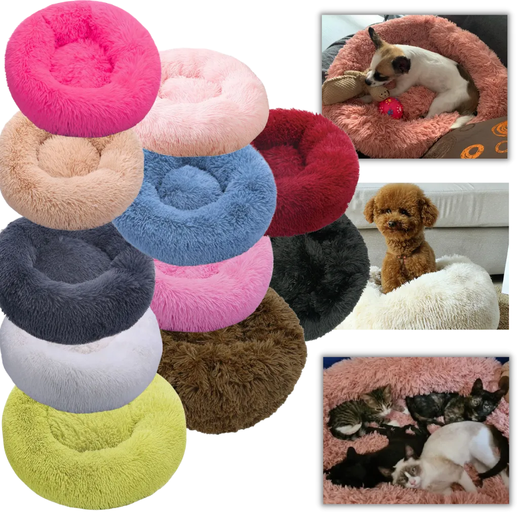 Fluffy Plush Donut Pet Bed