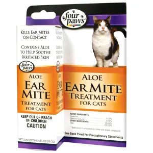 Four Paws Aloe Ear Mite Treatment for Cats - 3/4 Oz