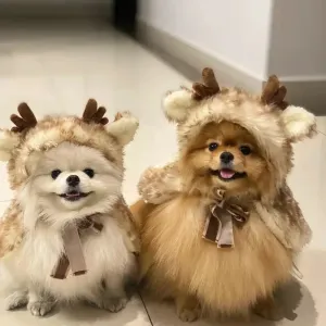 Funny Pet Cat Dog Halloween Costume Cosplay Elk Cloak Dog Costumes for Small Dogs Cute Christmas Cat Clothes