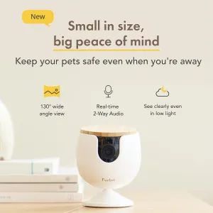 Furbo Mini New Pet Camera   Adapter: Home Security Camera with Barking/Meowing Alerts, Camera with Phone App, Smart Home Indoor Cam with 2-Way Speaker   Night Vision (No Subscription Required)