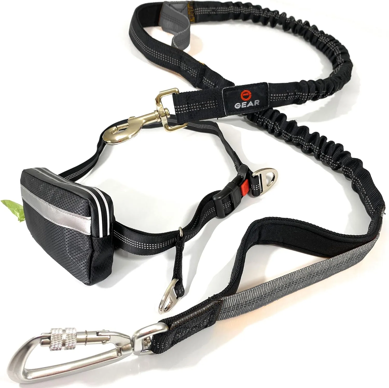 Hands-Free Dog Leash with Locking Carabiner & Waterproof Pouch  Adjustable Waist Belt for Running, Walking & Hiking with Reflective Design