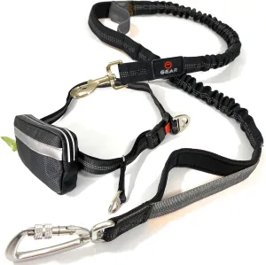 Hands-Free Dog Leash with Locking Carabiner & Waterproof Pouch  Adjustable Waist Belt for Running, Walking & Hiking with Reflective Design