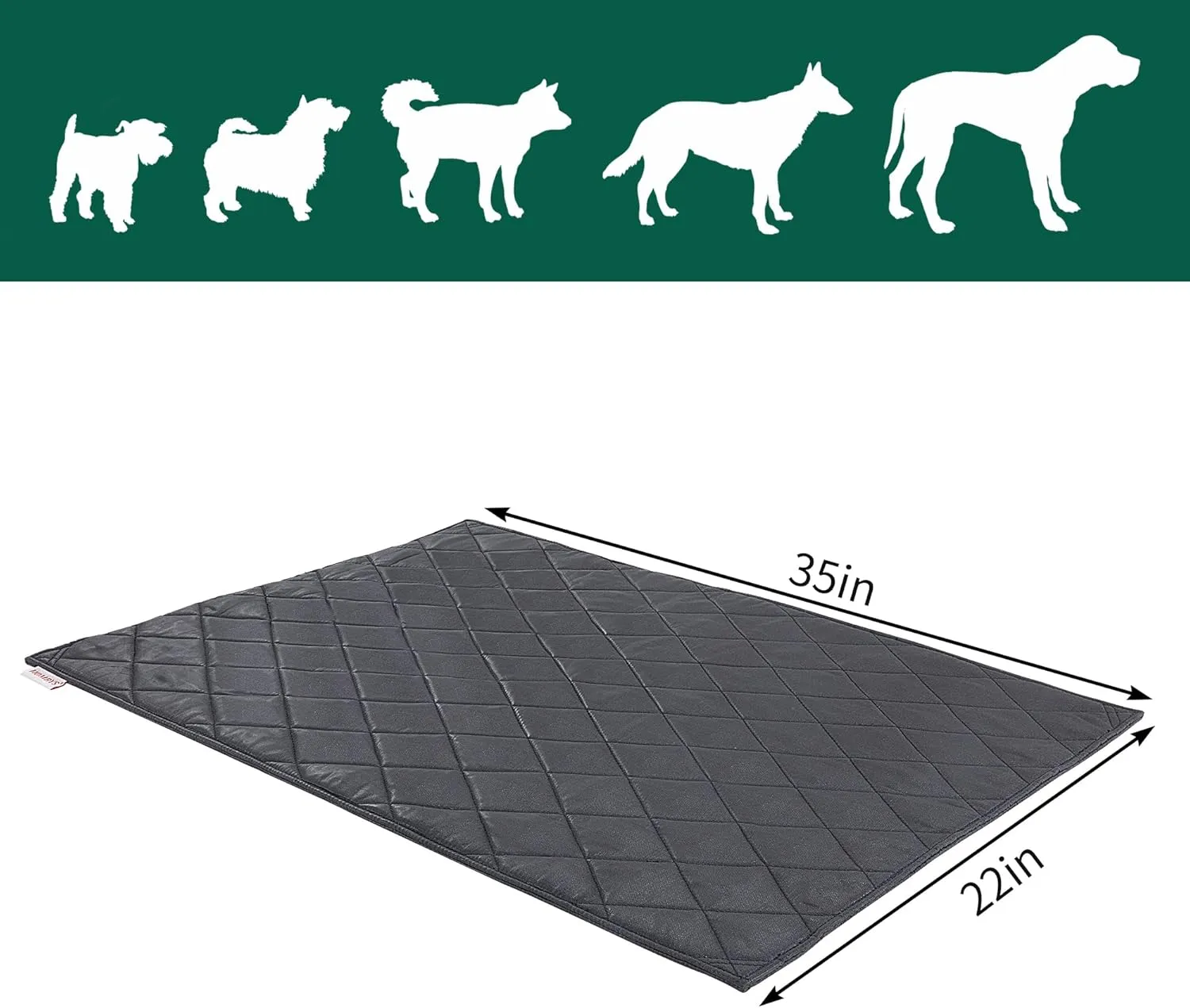 HOMBYS Chew Proof Dog Crate Pad Mat 35"x22", Upgraded Indestructible Training Fabric Pet Bed for Teething Puppy Who Chew Their Beds, Durable Kennel Pad for Dogs Cages