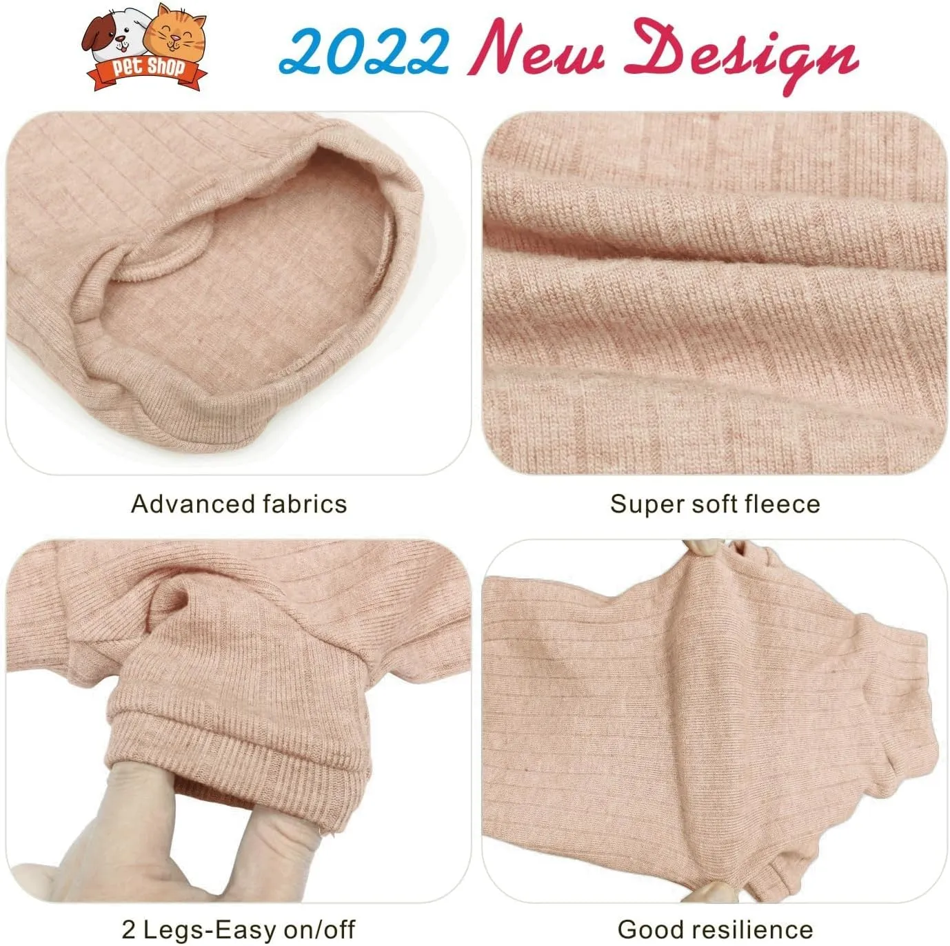 Idepet Sphynx Hairless Cats Sweater Shirt Kitten Soft Puppy Clothes Pullover Cute Cat Pajamas Jumpsuit Cotton Apparel Pet Winter Turtleneck for Cats and Teacup Chihuahua Small Dogs(Apricot,XS)