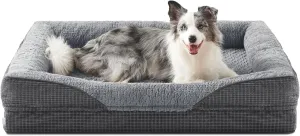 INVENHO Orthopedic Large Dog Dogs, Washable Egg-Crate Memory Foam Dog Couch Bed with Washable Removable Cover, Waterproof Lining and Nonskid Bottom