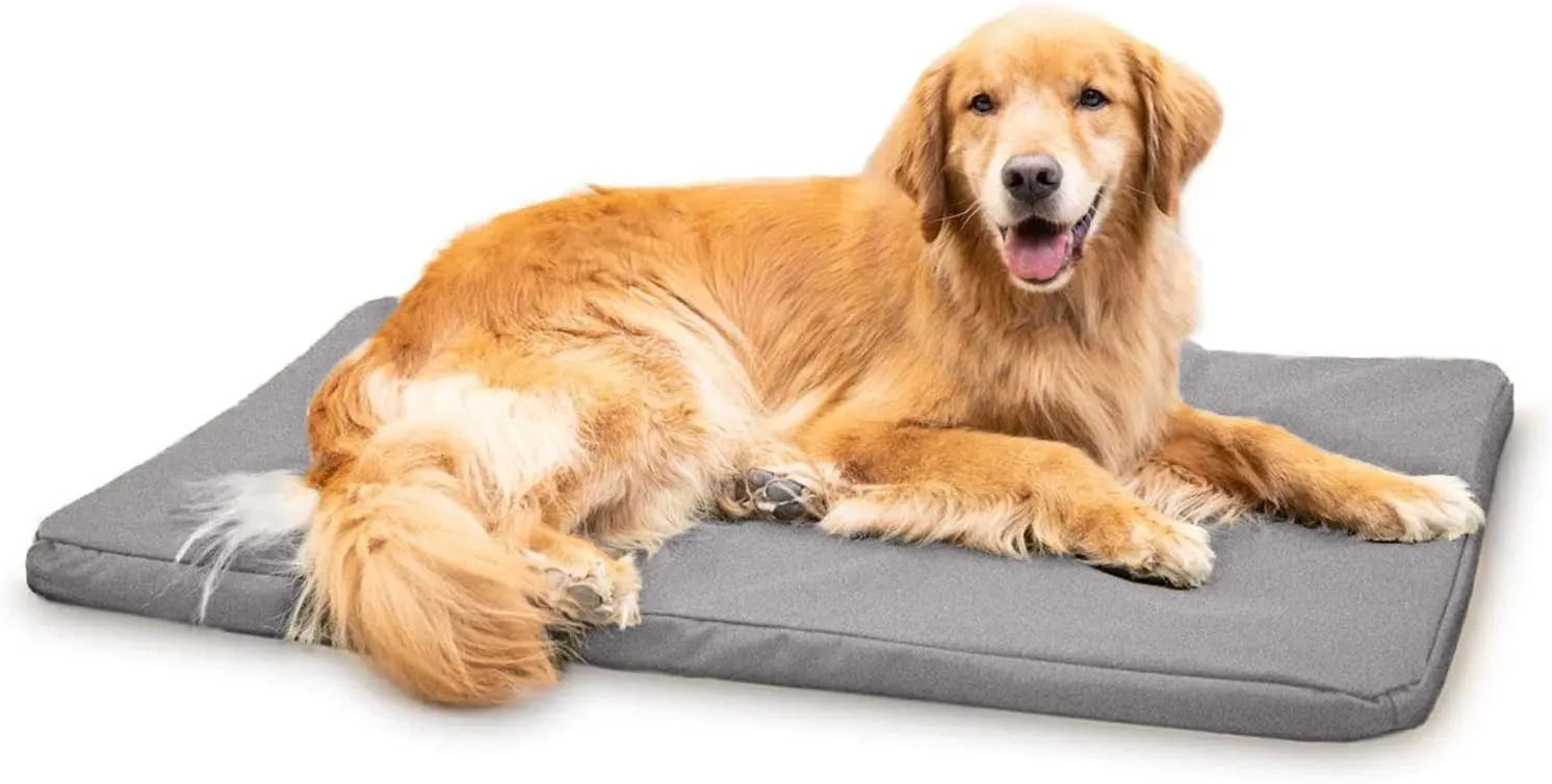 K9 Ballistics Tough Rip-Stop Orthopedic Dog Bed - Durable, Removable, Washable Cover, Kennel Pad Fits in Crate, Large 41"x27", Light Gray Velvet