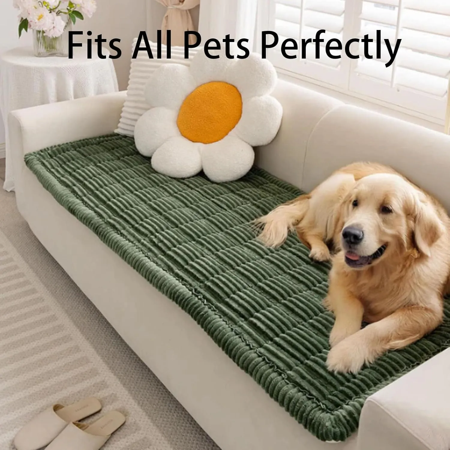 Lazy Soft Flannel Breathable Pet Mat Non-Slip Couch Cover, Sofa Protector for All Pets with Washable Cover (Brown, 27.56x82.68in)