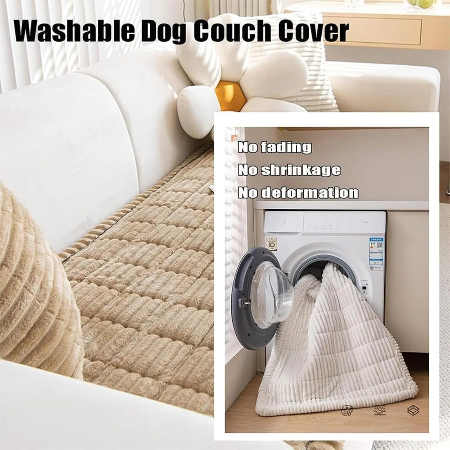 Lazy Soft Flannel Breathable Pet Mat Non-Slip Couch Cover, Sofa Protector for All Pets with Washable Cover (Brown, 27.56x82.68in)