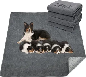 LOOBANI 2 Packs Extra Large Reusable Dog Mat for Floor, Non-Slip Washable Pee Pads for Dogs, Fast Absorbent Pet Whelping Pads, Puppy Playpen Mat for Incontinence, Housebreak, Crate, 36x48in, Gray