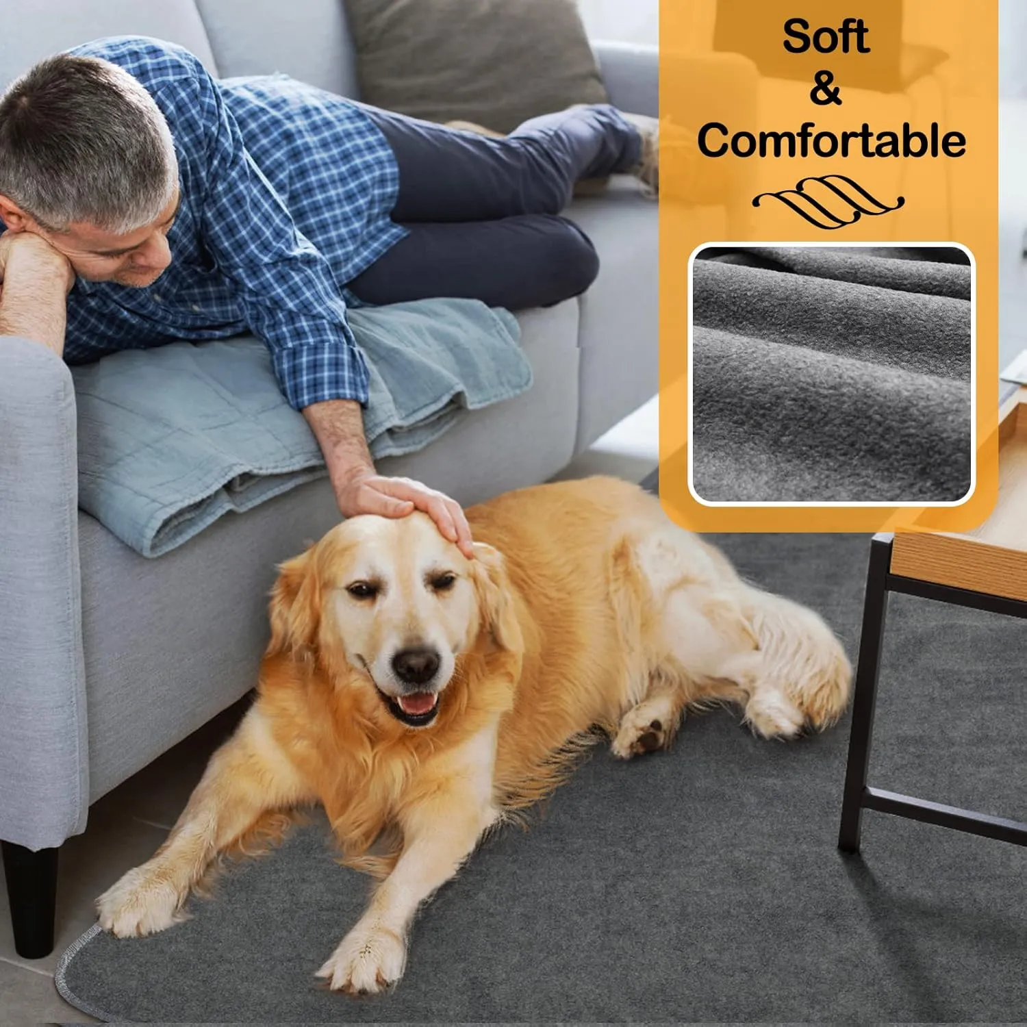 LOOBANI Non-Slip Washable Pee Pad for Dogs, 1 Pack Extra Large Reusable Dog Mat for Floor, Fast Absorbent Pet Whelping Pads, Puppy Playpen Mat for Incontinence, Housebreaking, Crate, 82x120in, Gray