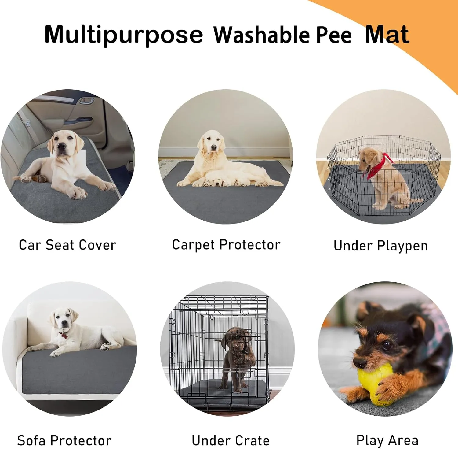 LOOBANI Non-Slip Washable Pee Pad for Dogs, 1 Pack Extra Large Reusable Dog Mat for Floor, Fast Absorbent Pet Whelping Pads, Puppy Playpen Mat for Incontinence, Housebreaking, Crate, 82x120in, Gray