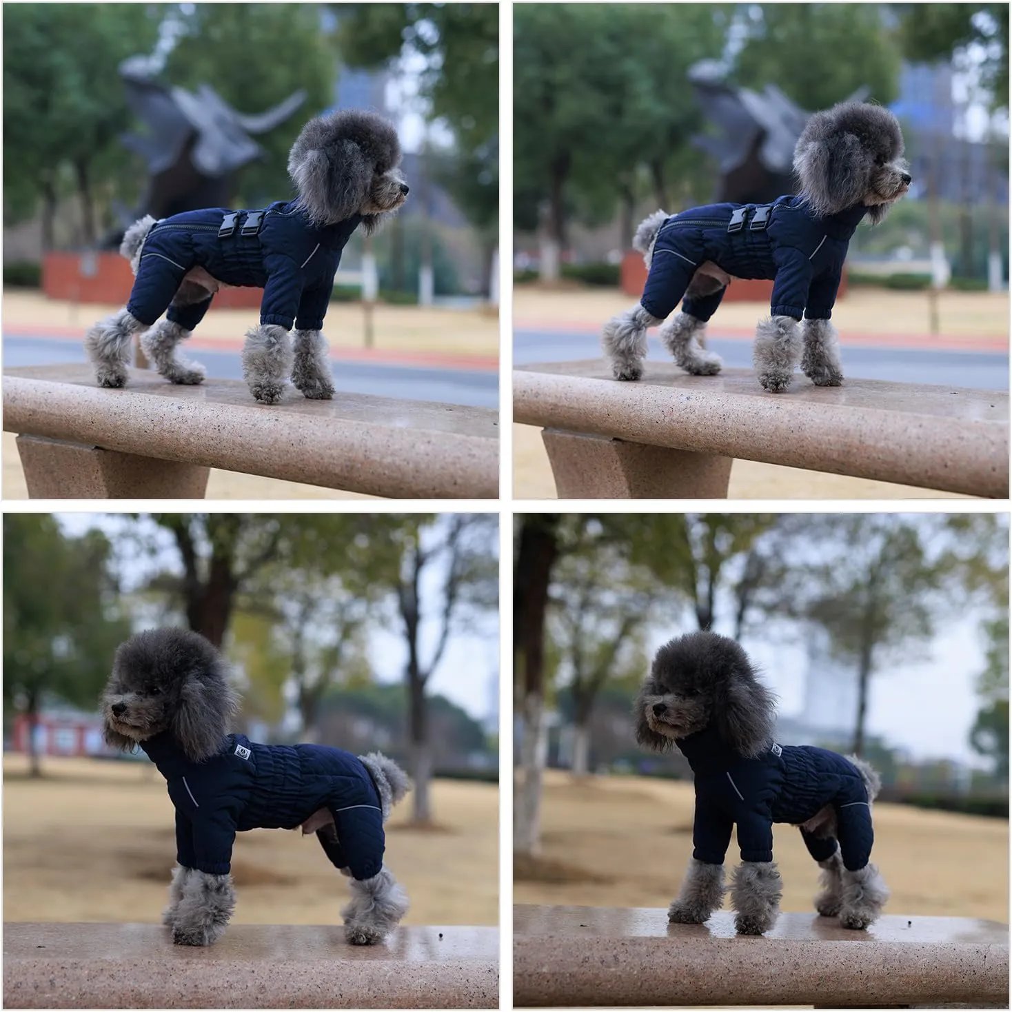 Lovelonglong Warm Dog Coat Double Layers Dog Vest, 4 Legs Covered Windproof Waterproof Reflective Warm Dog Vest Outdoor Skating Dog Costume for Small Medium Large Dogs Navyblue M