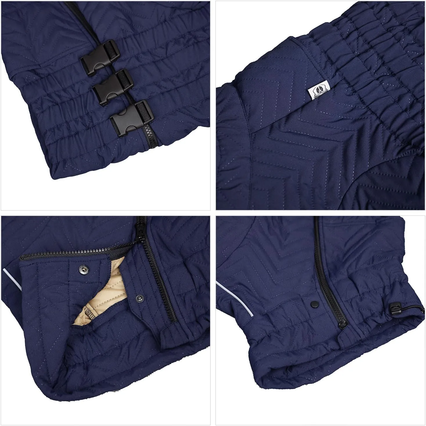 Lovelonglong Warm Dog Coat Double Layers Dog Vest, 4 Legs Covered Windproof Waterproof Reflective Warm Dog Vest Outdoor Skating Dog Costume for Small Medium Large Dogs Navyblue M