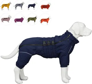Lovelonglong Warm Dog Coat Double Layers Dog Vest, 4 Legs Covered Windproof Waterproof Reflective Warm Dog Vest Outdoor Skating Dog Costume for Small Medium Large Dogs Navyblue M
