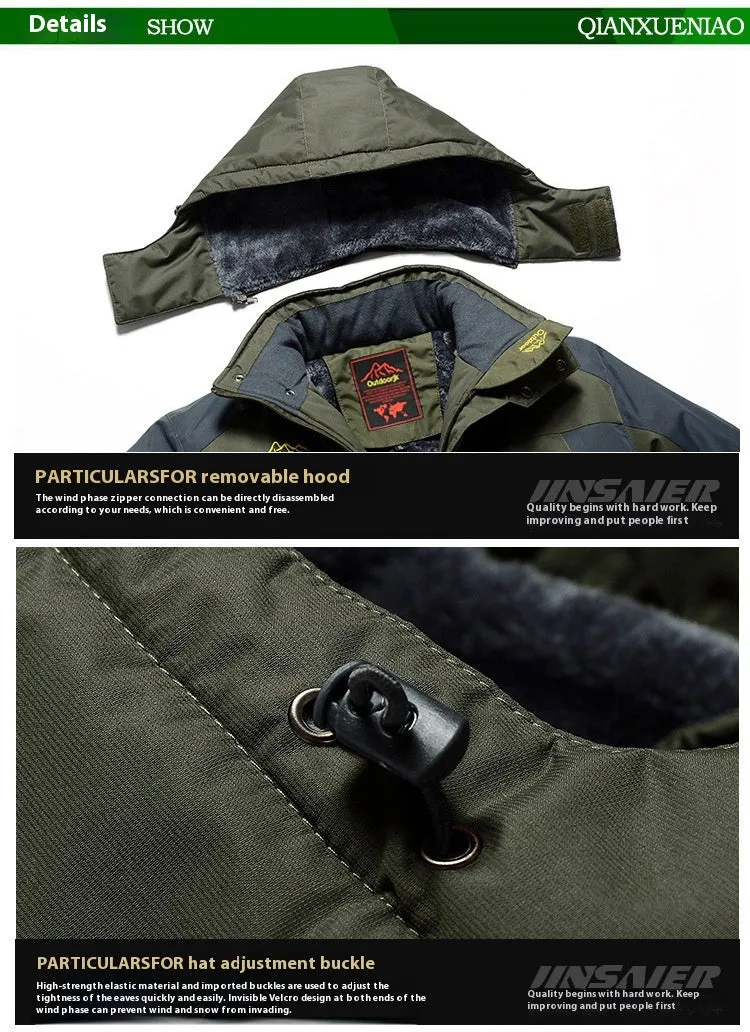 Men's Assault Jacket Fleece-lined Thickened Warm-keeping Cotton Clothing Dad Winter Clothes Coat
