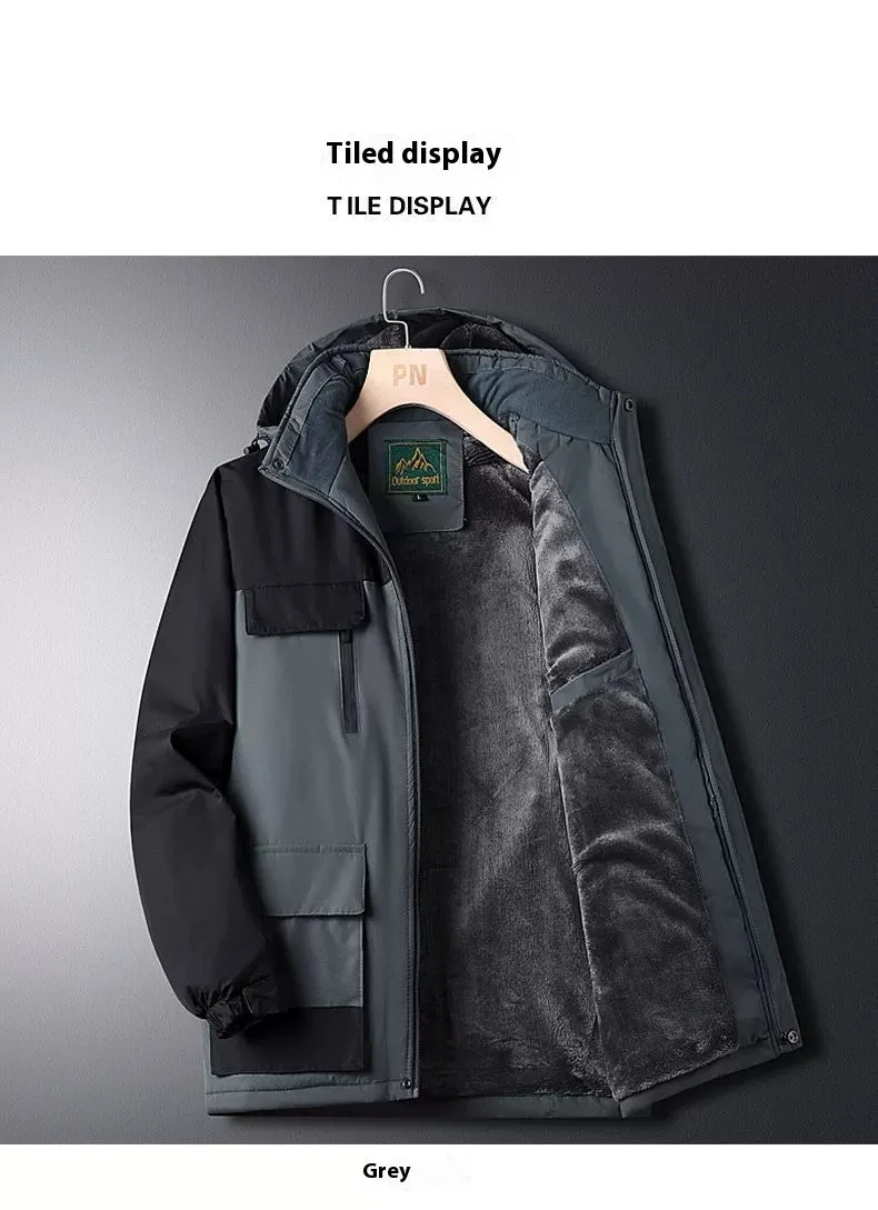 Men's Assault Jacket Fleece-lined Thickened Warm-keeping Cotton Clothing Dad Winter Clothes Coat
