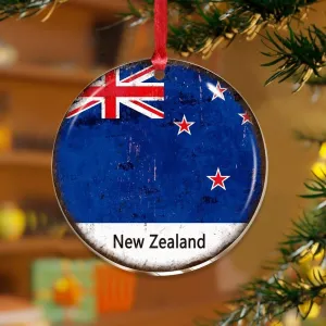 New Zealand Xmas Ornament Country Flag Patriotic Elegant Keepsake Clear Acrylic Discs Flag Sports Bar Party Events Pendant for Christmas Tree Decoration Gift Tag Name Plates