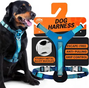 No-Pull Dog Harness with Handle - Escape Proof, Anti-Pulling, Grip Control, Multi-Angle Reflective for Safe Walks & Training, Easy On & Off, Metal BucklePet Harness, Medium/Large Dogs- N H4- Blue